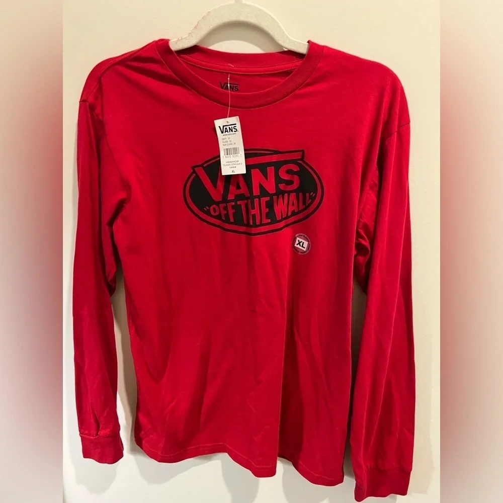 VANS NEW Classic Off the Wall Long Sleeve Shirt Cardinal Red NWT